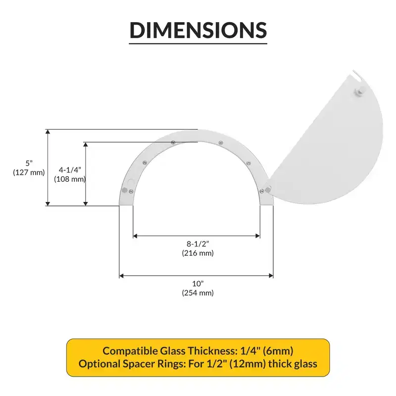 Brixwell HT723A Half Round Swing Away Cover Plate For Ticket Window 10 Width 5 Height With 8-1/2 W 4-1/4 H Service Opening, Satin Anodized Finish