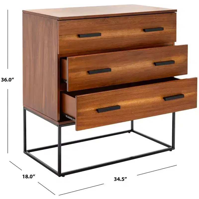 Marquise 3 Drawer Chest - CHS5002 - Brown - Safavieh