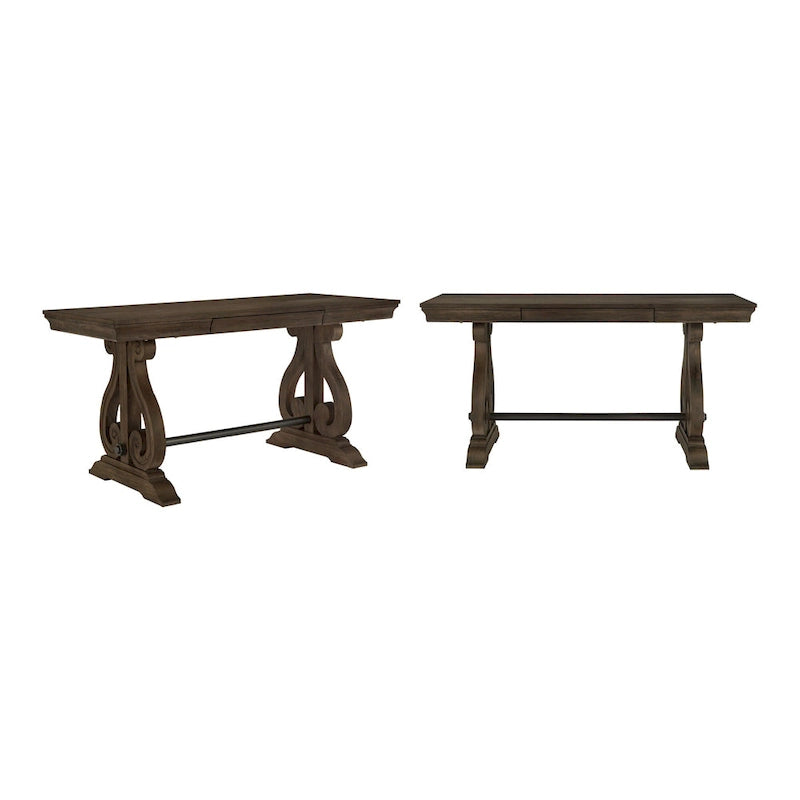 Vikos Wire Brushed Oak Finish 1-Drawer Writing Desk