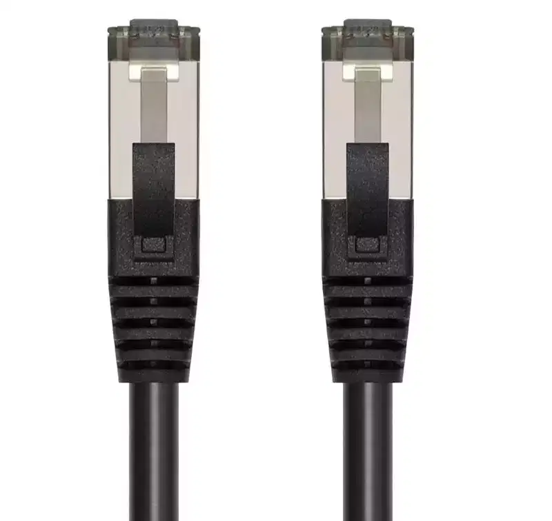 Monoprice Cat8 Patch Cable - 25 Feet - Black | Double Shielded (S/FTP), 28AWG, 2GHz, 40G, Pure Bare Copper, Snagless RJ45, Ethernet Cable