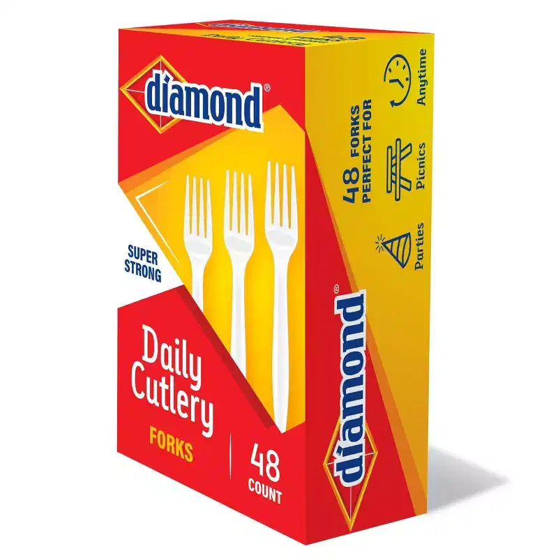 Diamond Daily White Disposable Forks - 48ct