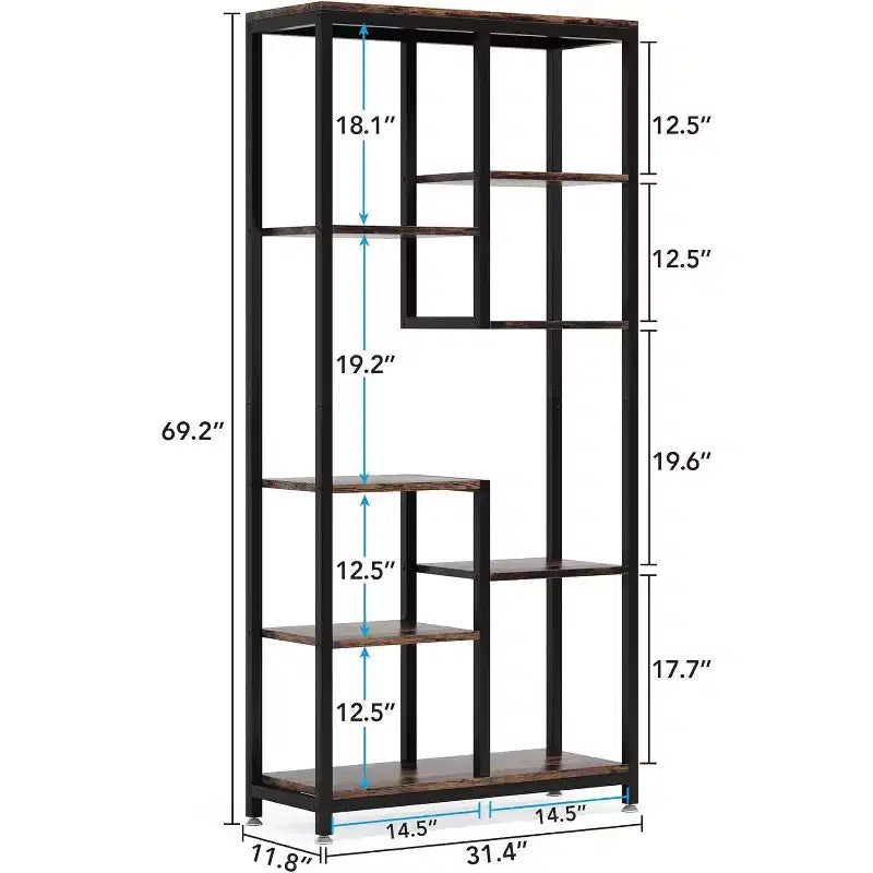Lantine 6-Tier Tall Bookcase, Modern Storage Organizer and Industrial Corner Shelf for Garage, Bedroom, Home Office, Kitchen, Living Room