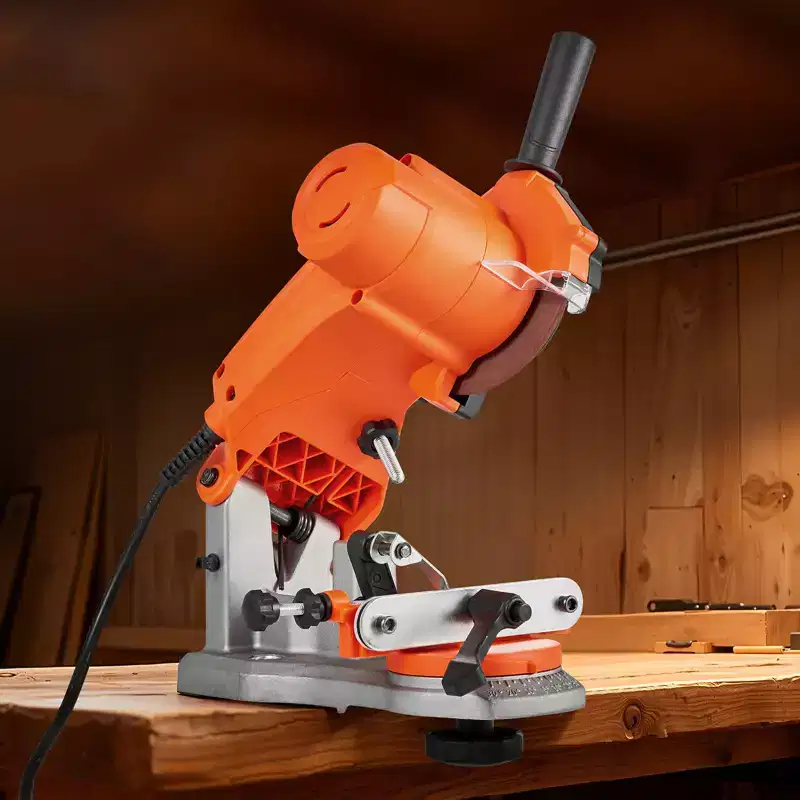 VEVOR Electric Chainsaw Sharpener, 85W Bench Saw Chain Sharpener 5000RPM, Chainsaw Sharpening Tool with 2 Grinding Wheels & LED Light, Orange&Black