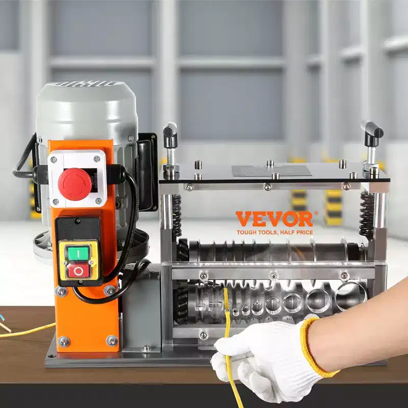 VEVOR Automatic Wire Stripping Machine, 0.06''-1.57'' Electric Motorized Cable Stripper, 750 W, 98 ft/min Wire Peeler, Silver