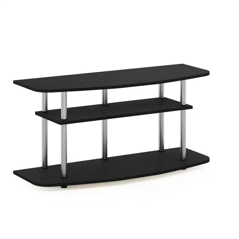Furinno 3-Tier No Tools TV Stand Entertainment Center Hold up to 46 TV Black Oak
