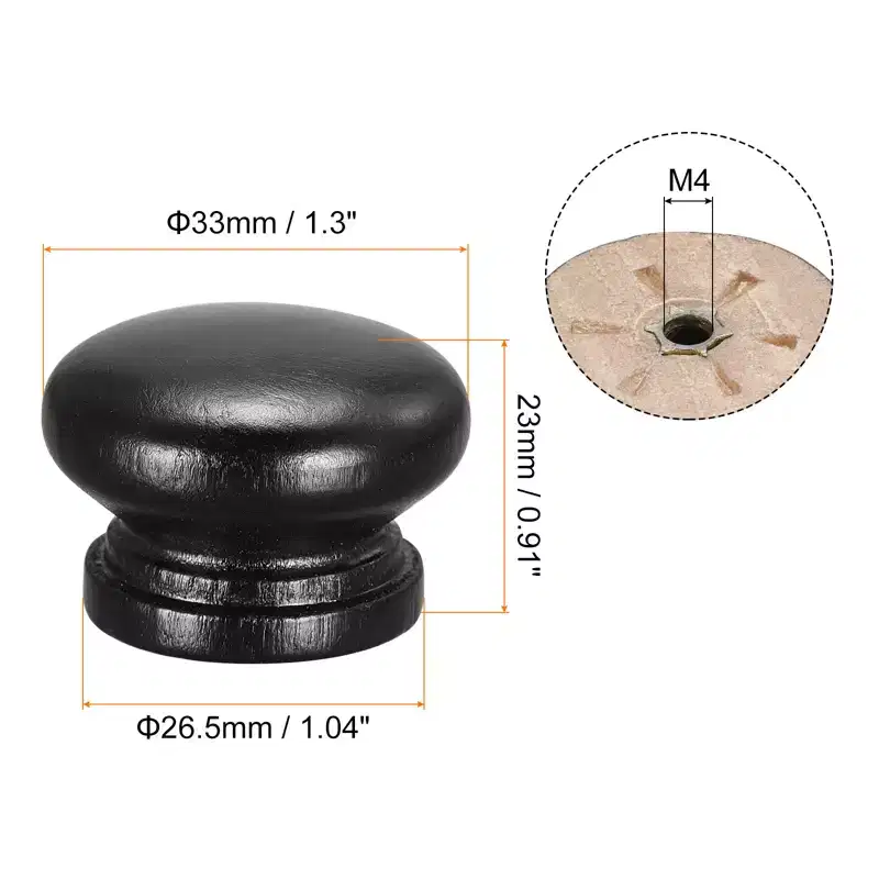 Unique Bargains Round Wood Drawer Cabinets Knobs and Pulls with Screws 1.3 x 0.91 10 Pcs