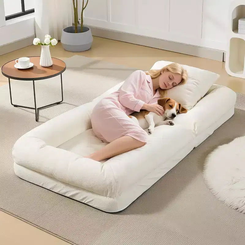 COZONY Floor Sofa Bed, 5-Position Adjustable Lazy Lounger Chair, Human Dog Bed for Adults & Pets, Foldable Tatami, Pillows Included