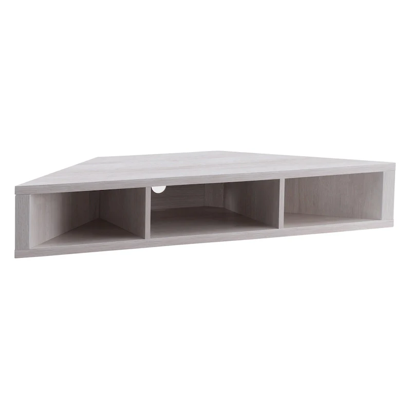 47 Corner Floating TV Stand, 3 Shelves, Transitional Style, Space-Saving Wall Mount