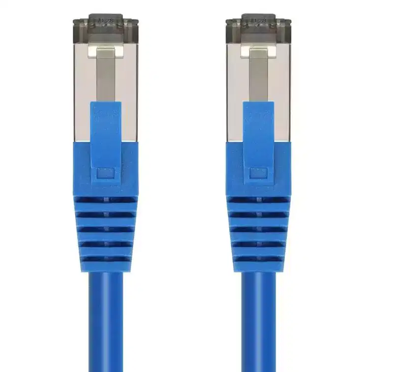 Monoprice Cat8 Patch Cable - 1 Feet - Blue | Double Shielded (S/FTP), 28AWG, 2GHz, 40G, Pure Bare Copper, Snagless RJ45, Ethernet Cable