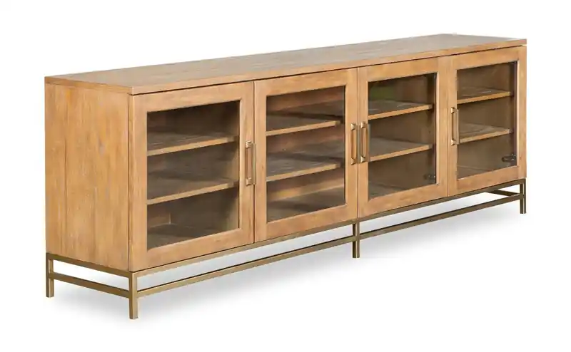 84 Modern Solid Wood TV Stand with Storage and Cable Management for TVs up to 90 - Belgian