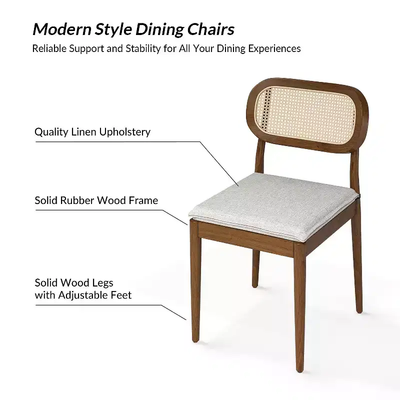 Hartmut Modern Ratten Dining Chair Set of 2 with Solid Wood Legs ART OF LIVING DESIGNS