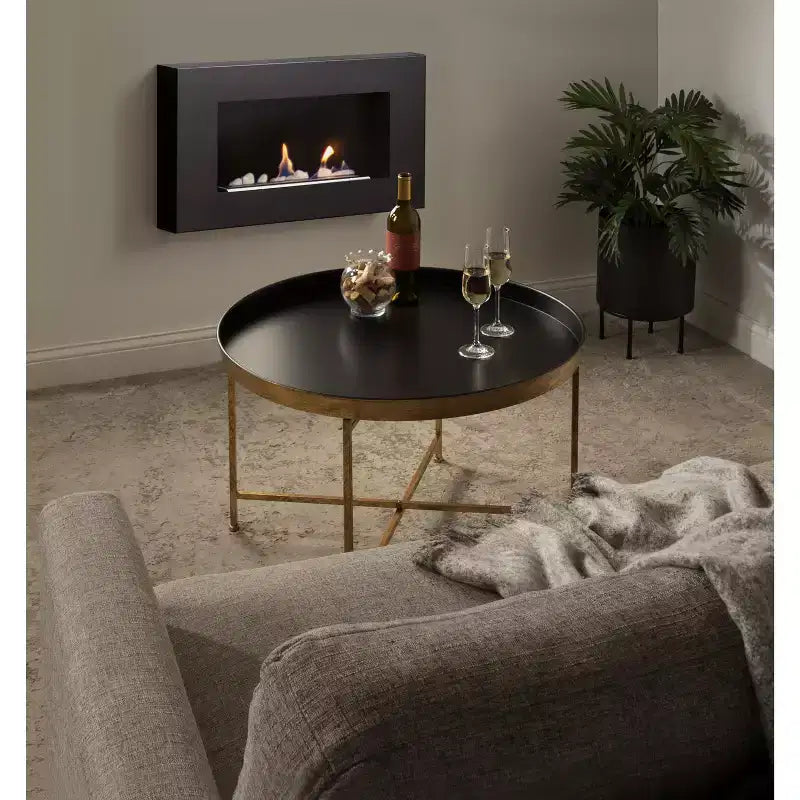 Gold & Black Round Iron Coffee Table, 1-Person