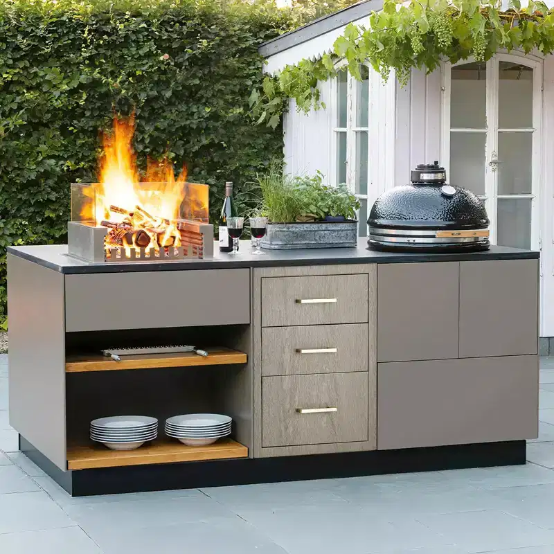 Heavy-Duty Flush Mount with Handles, Weather-Resistant Design for BBQ Islands, Patio Grills, and Outdoor Cooking Areas.