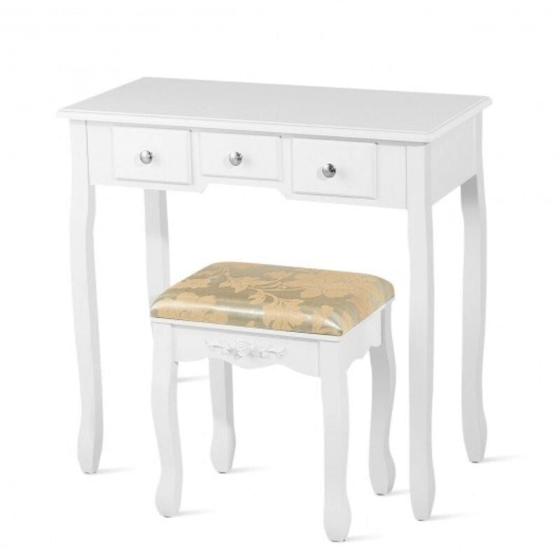 Vanity Make Up Table Set Dressing Table Set with 5 Drawers - 31.5 x 16 x 53.5 ( L x W x H )