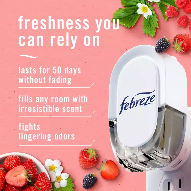 Febreze Plug Triple Refill Air Freshener - Berry & Bramble - 3ct: Oil Scent Enhancer, Electric Powered