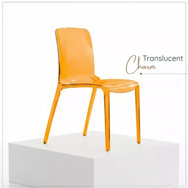 LeisureMod Murray Mid-Century Modern Dining Chair - Waterfall Edge Design Acrylic, Ergonomic and Stackable, Set of 4