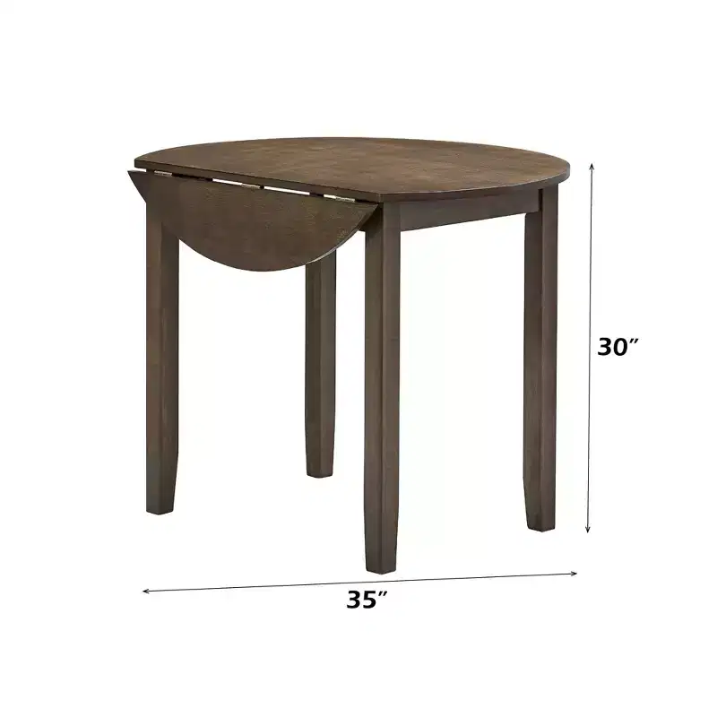 GDFStudio Xelina Rustic Rubberwood 3 Piece Dining Set with Drop Leaf Table and Padded Chairs