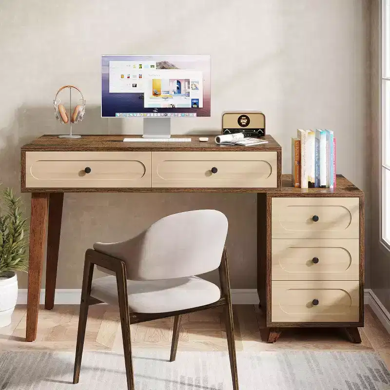 Lantine 51-Inch Computer Desk with 5 Drawers