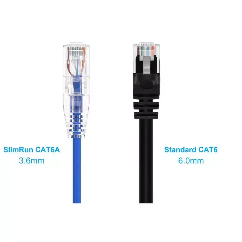 Monoprice Cat6 Ethernet Patch Cable - 7 feet - Blue | Snagless RJ45 Stranded 550MHz UTP CMR Riser Rated Pure Bare Copper Wire 28AWG - SlimRun Series