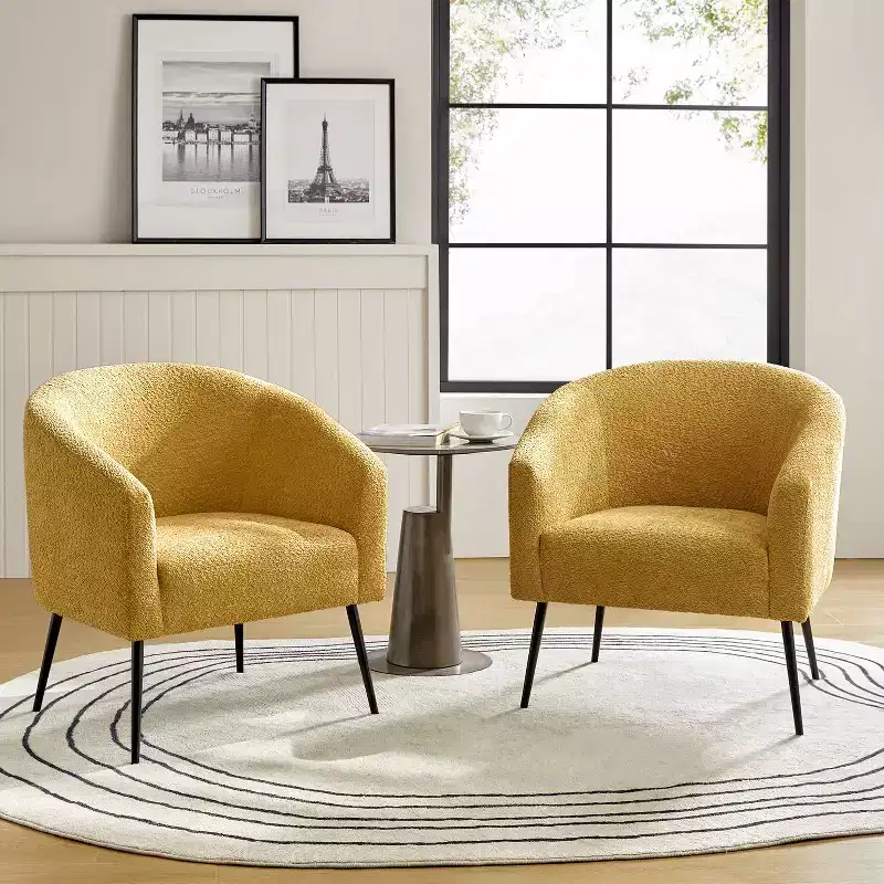 Guy Modern Boucle Armchair Set of 2 with metal leg ART OF LIVING DESIGNS