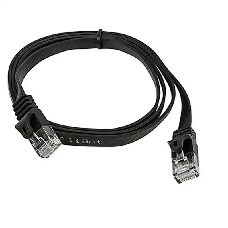 Monoprice Flat Cat6 Ethernet Patch Cable - 3 Feet - Black, Snagless RJ45, Flat, 550MHz, UTP, Pure Bare Copper Wire, 30AWG - Flexboot Series