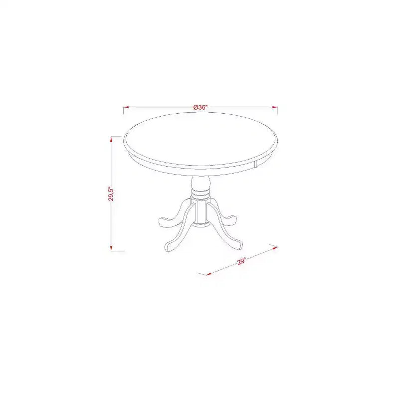French Country Dining Set 3Pc Table & Chairs - 36 Inch Round Wood Table with 2 Seats