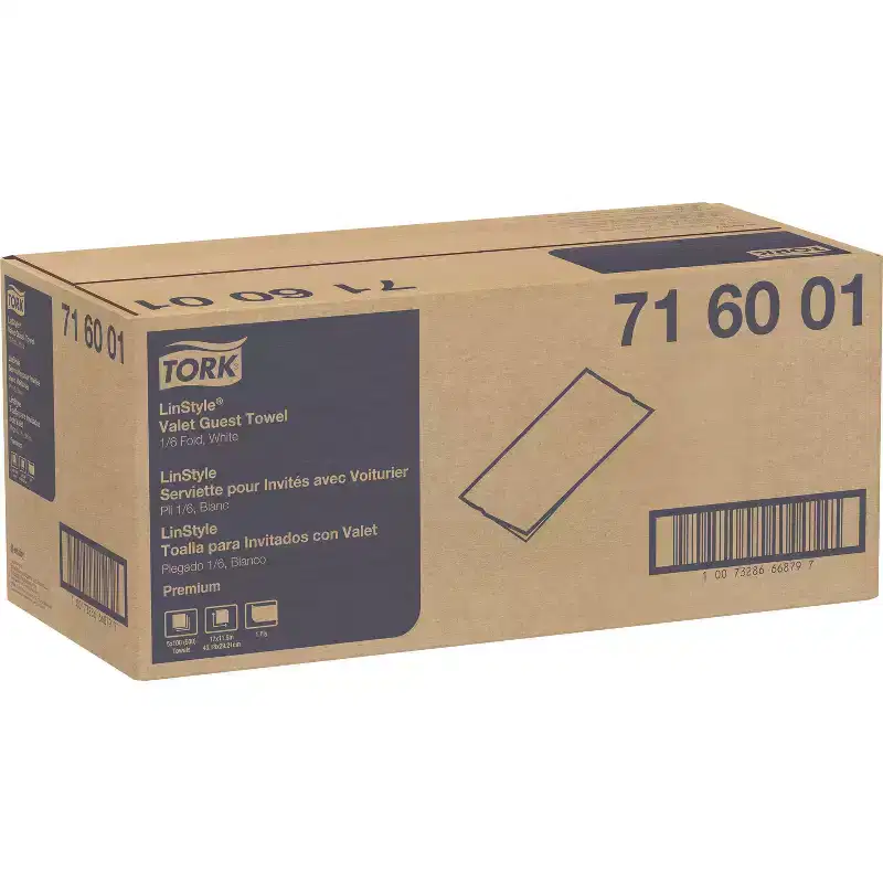 Tork LinStyle Valet Guest Towel, 1-Ply, 11.5 x 17, White, 100/Pack, 5 Packs/Carton