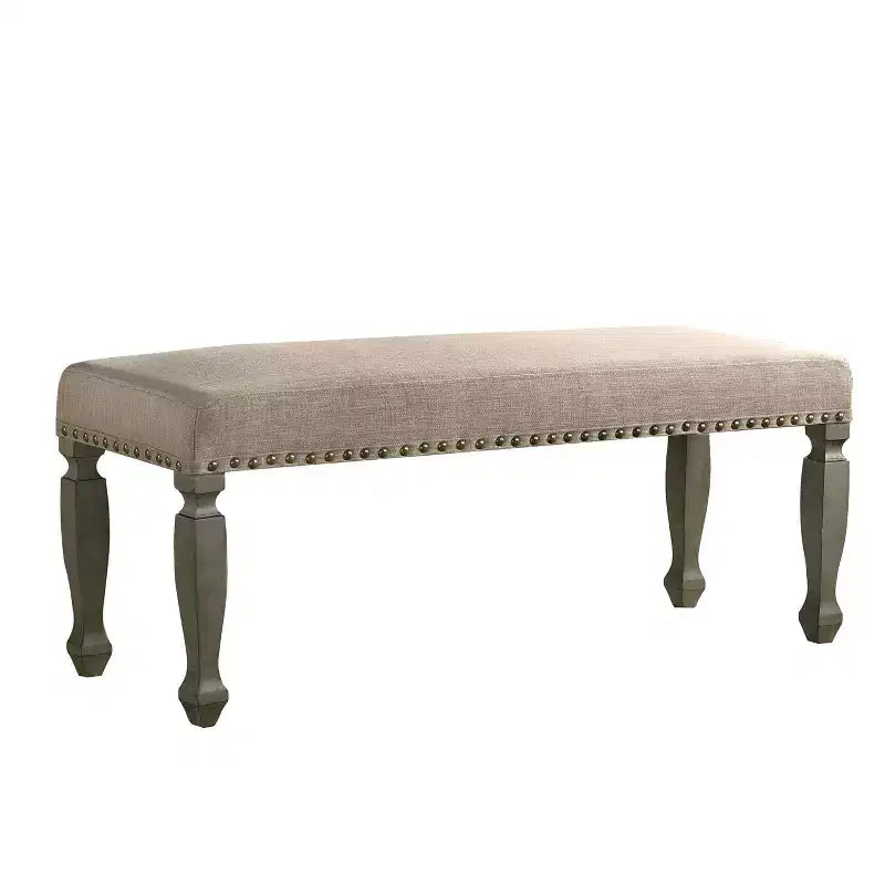 GDFStudio Preston 48 Modern Upholstered Wooden Bench with Nailhead Trim