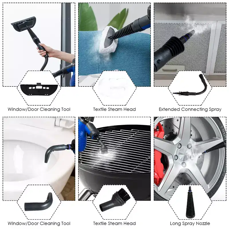 Costway Multifunction Portable Steamer Household Steam Cleaner 1050W with Attachments Blue