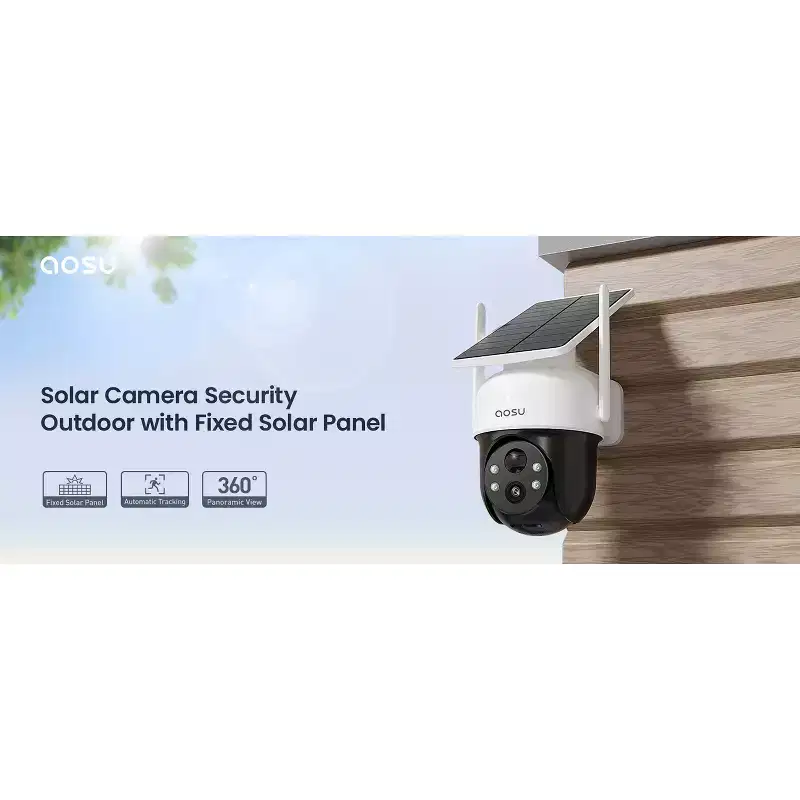 aosu 2K QHD 3.0-MP Wi-Fi Outdoor AI-Smart Solar Security Camera with Panoramic PTZ and Auto-Tracking, C9C2CA11