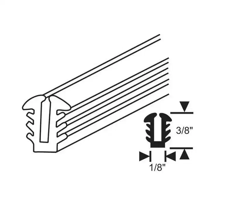 Brixwell Glazing Channel Vinyl Material, 100' Length, 3/8 Height, Gray Finish