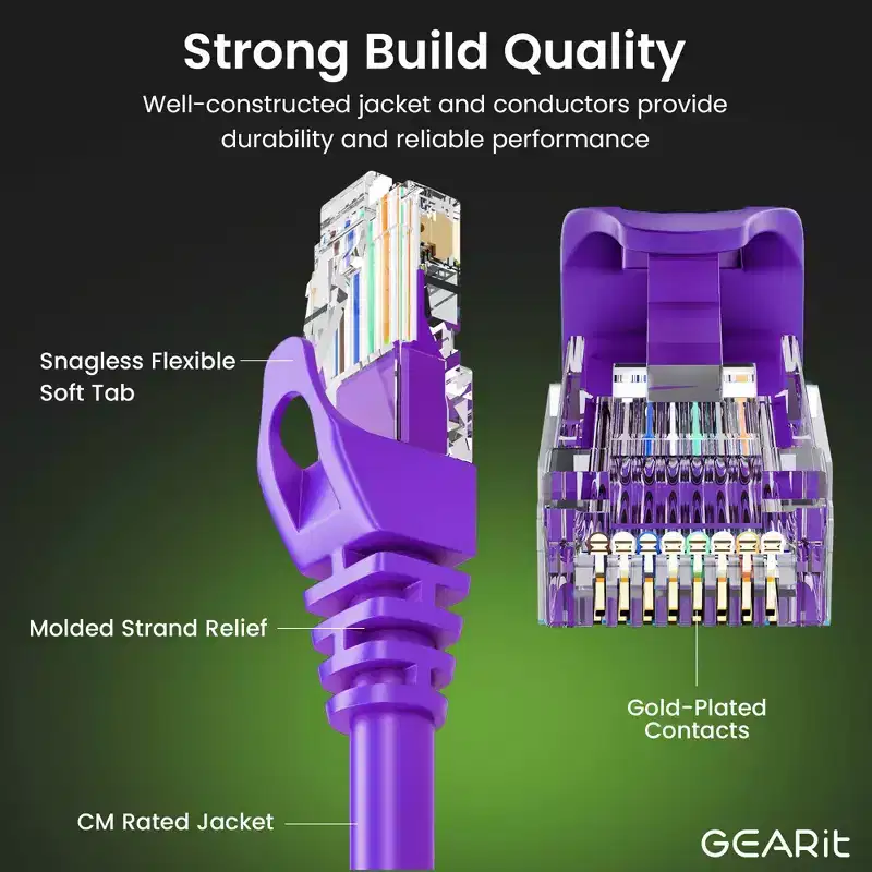 GEARit Flexible Soft Boot Cat6 Ethernet Patch Cable, Purple - 1ft