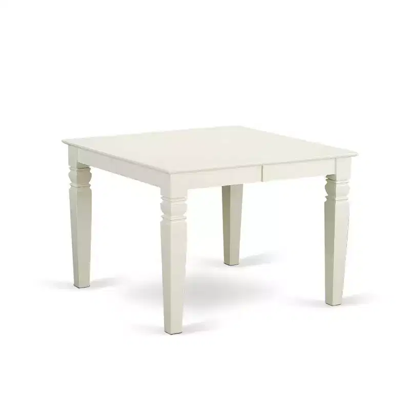 Kitchen Table Set 5pc Rectangle 42x60 Inch Dining Table w/ Chairs Linen White Legs