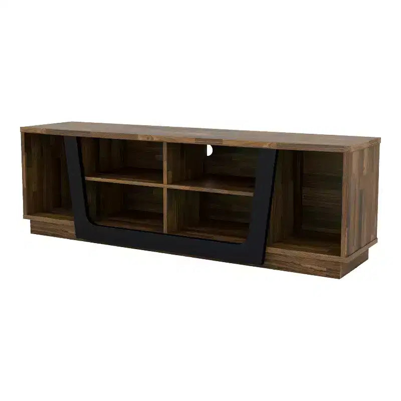 Transitional TV Stand for TVs up to 70, Light Hickory, Cable Management