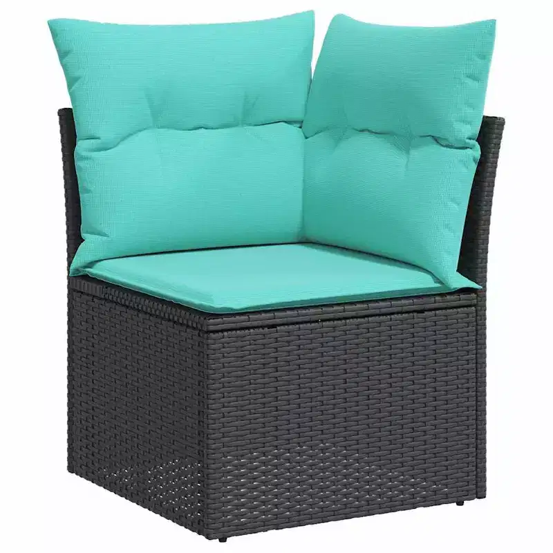 vidaXL Patio Sofa Set Black, Blue - Black and blue With table
