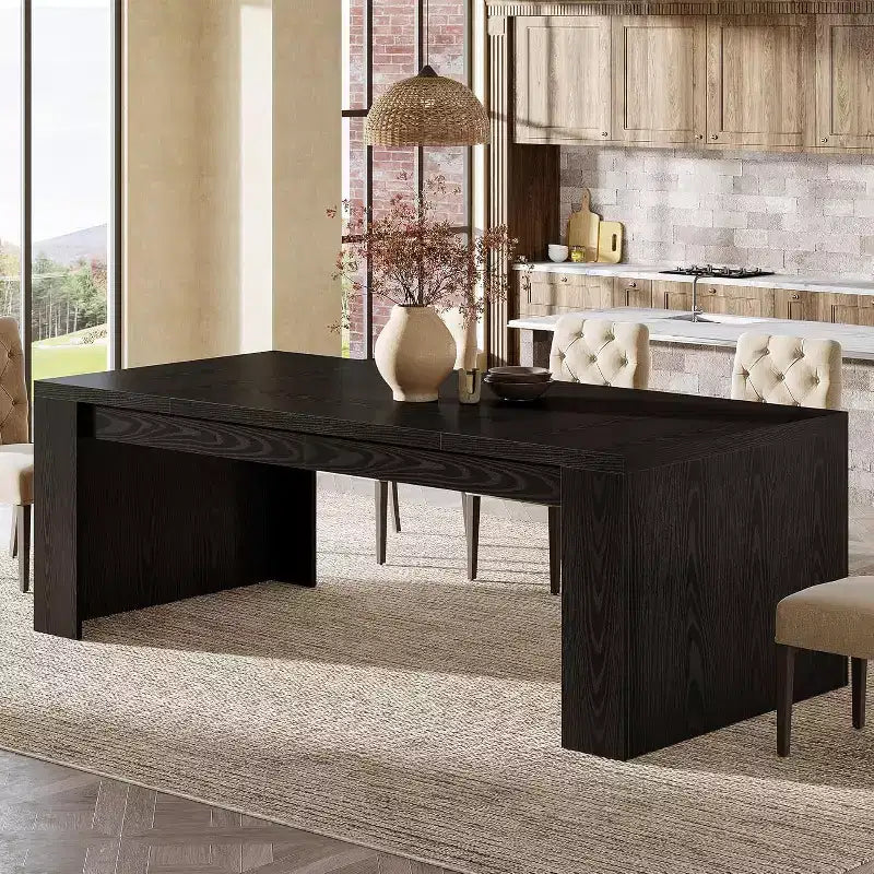 Lantine 70.9-Inch Rectangular Dining Table for 6-8, Farmhouse Wooden Kitchen Table, Large Dining Room Furniture for Kitchen, Living Room