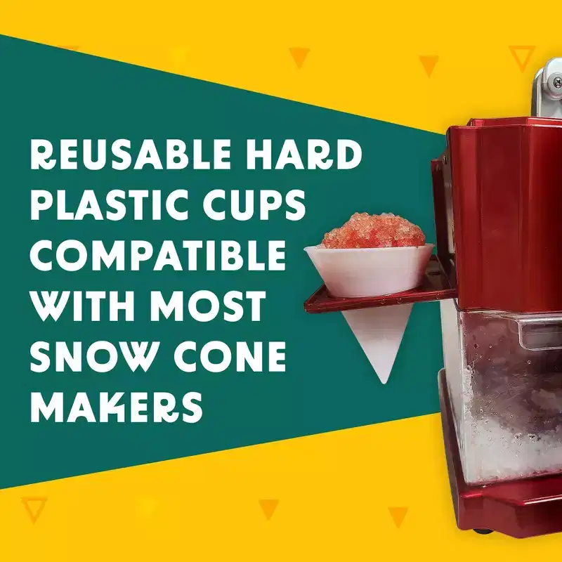 Impresa [4 Pack] Plastic Reusable Snow Cone Cups - No Leak, Durable Shaved Ice Cone Cups - Family Pack - 6 oz