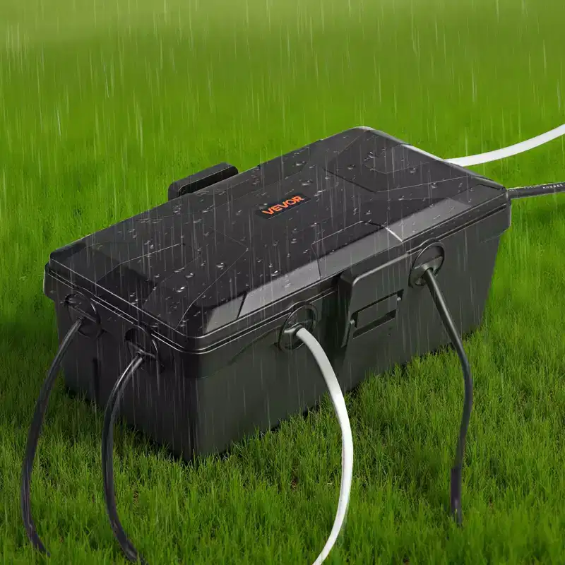 VEVOR Outdoor Electrical Box Waterproof, 9.4 x 4.3 x 2.8 in, IP54 Weatherproof Extension Cord Cover, Large Outlet Connection Box Plug Protector,Black