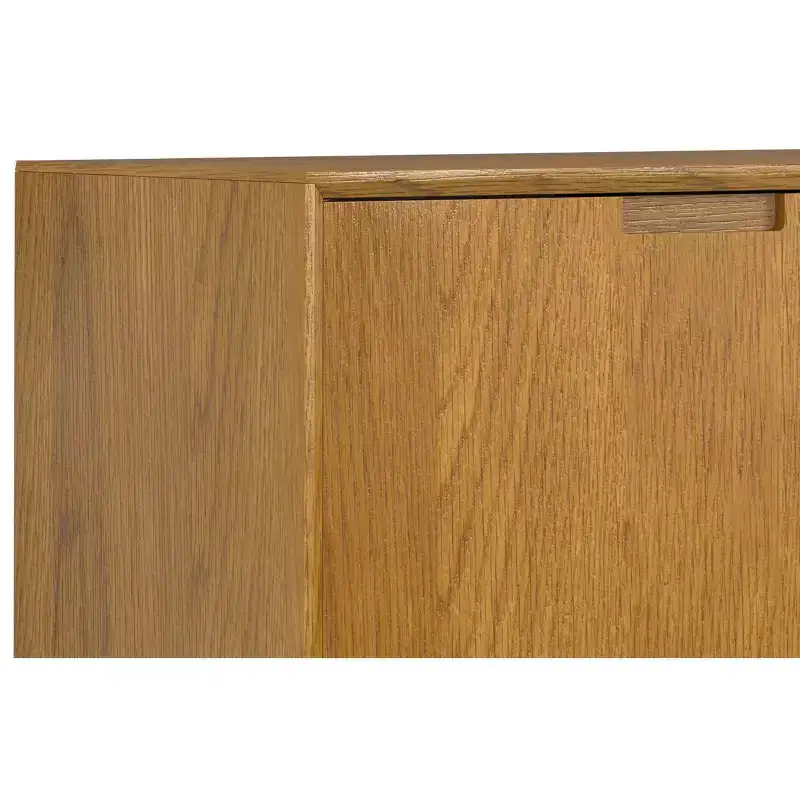 Devlin and Metal 60 inch Wide Rectangle Industrial Sideboard with Centre Drawers in Oak Veneer