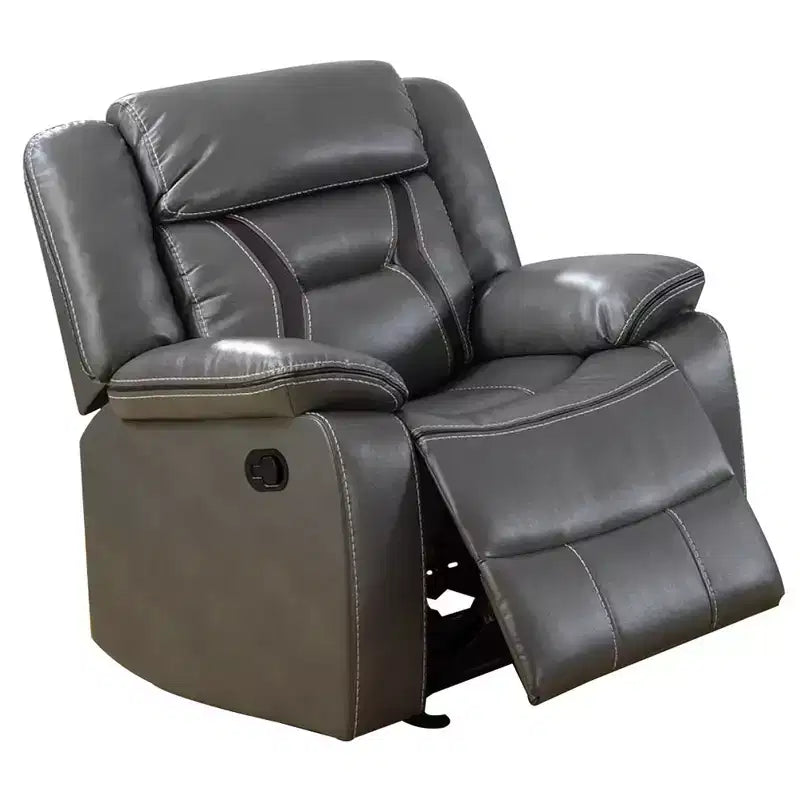 Royal Hampton 37 Inches Leatherette Glider Recliner with Pillow Arms, Gray