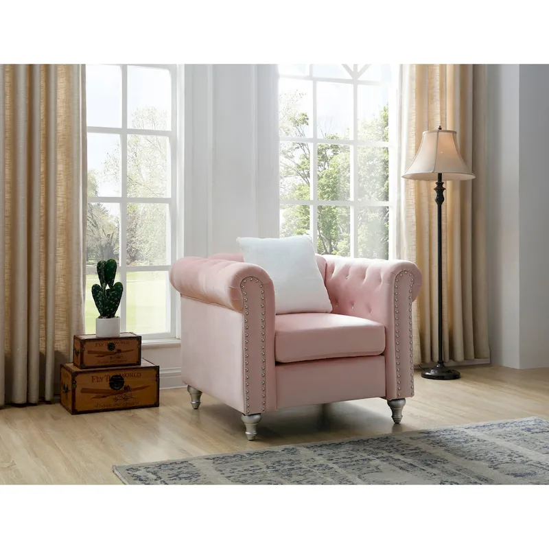 Velvet Crystal Accent Chair