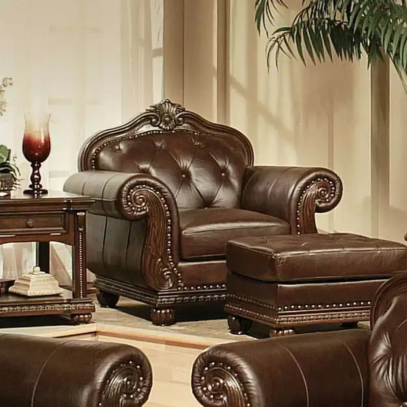 Acme Furniture Anondale Grain Leather Accent Chair Espresso/Cherry