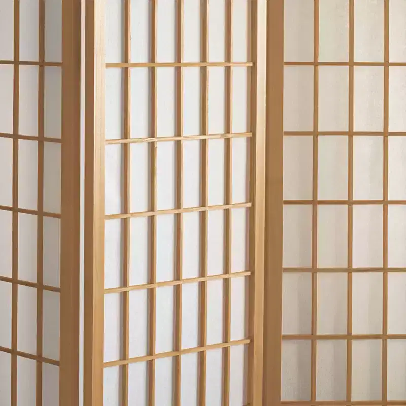 4 ft. Tall Window Pane Shoji Screen - Natural (4 Panels)