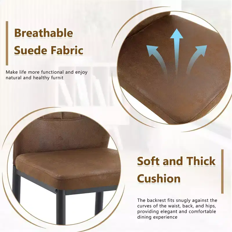 Homy Casa Set of 4 Modern Faux Leather Dining Chairs with Metal Legs, Padded Seat, Brown