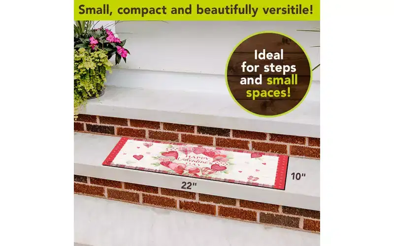 Briarwood Lane Valentine's Wreath Mini Mat 22x10 Indoor Outdoor For Valentine's Doormat