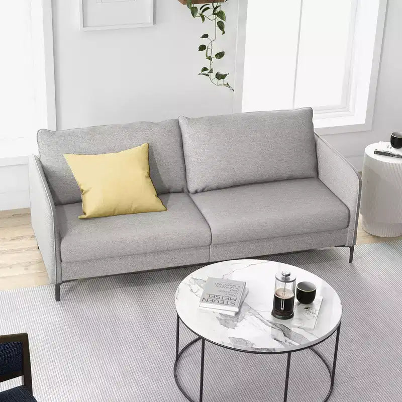 Costway Modern 76'' Loveseat Sofa Couch for Living Room Apartment Dorm with Metal Legs Gray