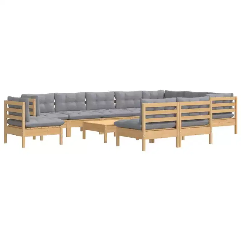 vidaXL Garden Lounge Set Grey, Pinewood