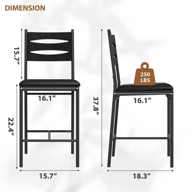 Set of 2/4 Bar Stools, Counter Height Bar Chairs with Back & Thick Cushion, PU Leather Upholstered Stools with Metal Frame for Kitchen, Dining Room