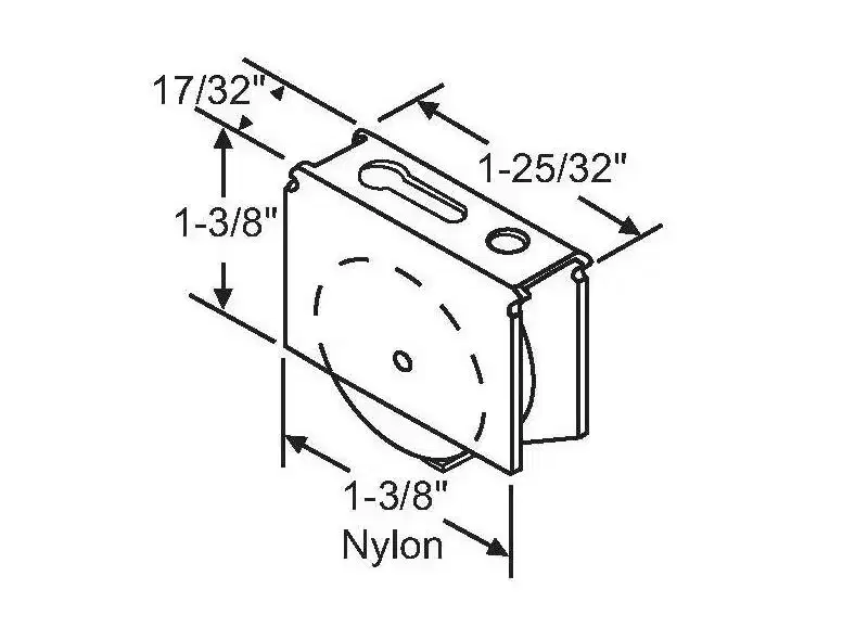 Brixwell Patio Screen Door Roller Assembly, Nylon Material, 1-3/8 Wheel Diameter, White Finish