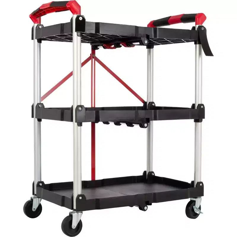 Stalwart Folding Cart with 50lb Capacity Per Shelf
